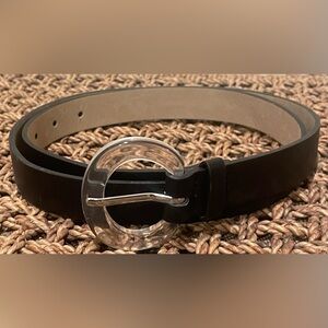 MENS 38 WAIST HORSE SHOE HORSESHOE LARGE BELT TRANSPARENT BUCKLE EXCELLENT L@@K